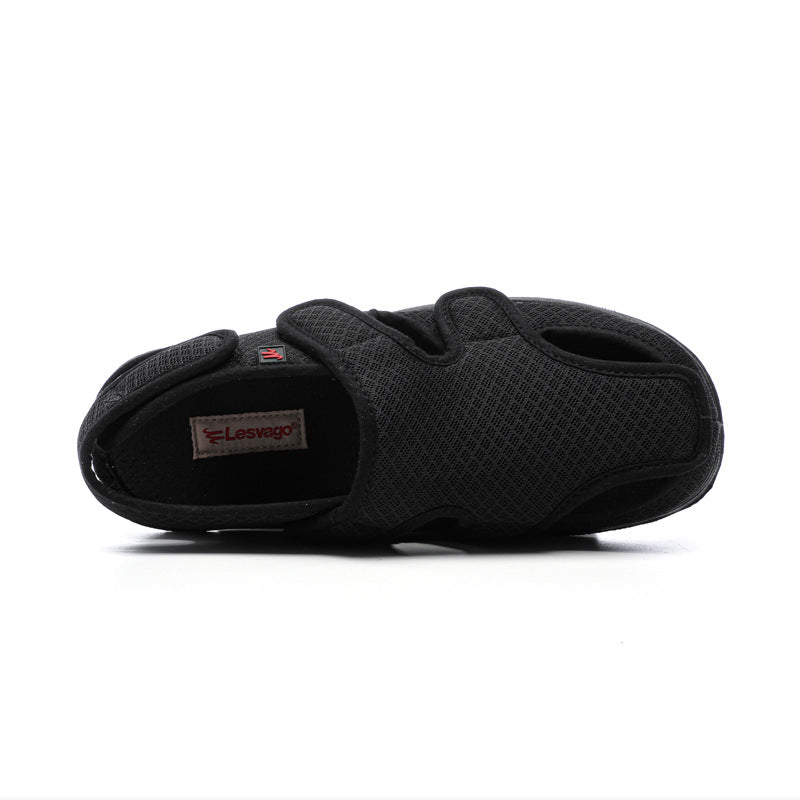 Wide Width Orthopedic Fully Open Diabetic Sandals Adjustable Velcro Shoes for Swollen Feet