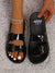 Fashionable Outdoors Slide Sandals for Women, Buckle Decor Plain Jelly Open Toe Footbed Sandals