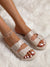 Fashionable Outdoors Slide Sandals for Women, Buckle Decor Plain Jelly Open Toe Footbed Sandals