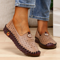 Nanccy Hollowed Leather Wide Fit Driving Loafers Slip On
