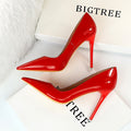 Fashion Simple High Heel Glossy Shallow Mouth Pointed Women's Shoes