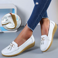Nanccy Women Flats Ballet Leather Breathable Casual Shoes