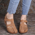 Nanccy - Soft PU Leather Closed Toe Vintage Anti-Slip Sandals