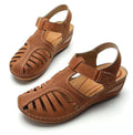 Nanccy - Soft PU Leather Closed Toe Vintage Anti-Slip Sandals