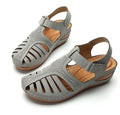 Nanccy - Soft PU Leather Closed Toe Vintage Anti-Slip Sandals
