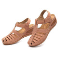 Nanccy - Soft PU Leather Closed Toe Vintage Anti-Slip Sandals