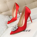Rhinestone Thin High Heel Shallow Mouth Pointed Shiny Shoes