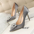 Rhinestone Thin High Heel Shallow Mouth Pointed Shiny Shoes