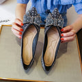 Nanccy Delicate Woman Bowknot Shoes Glitter Sequin Flats