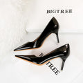 Fashion Simple High Heel Glossy Shallow Mouth Pointed Women's Shoes