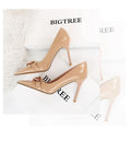 Fashion Thin Heel Shallow Mouth Pointed Metal Belt Buckle Shoe