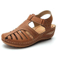 Nanccy - Soft PU Leather Closed Toe Vintage Anti-Slip Sandals