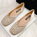 Nanccy  Square head Soft Leather Ballet Flats Shoes