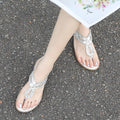 Women Crystal Gold Silver Flat Sandals Ladies Gladiator Shoes