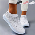 Nanccy Women's Crystal Breathable Orthopedic Slip-On Walking Shoes